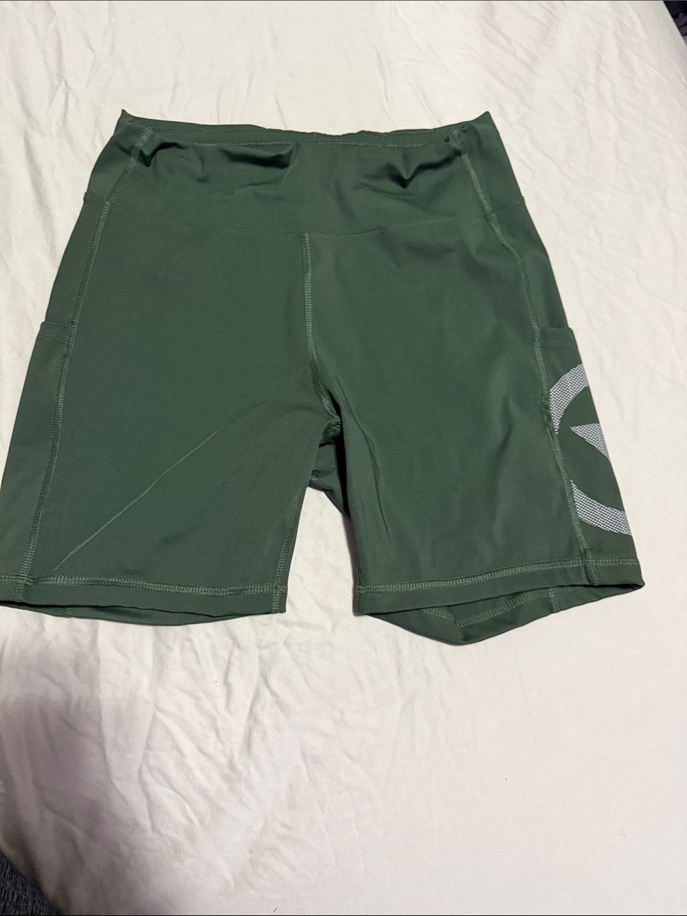 Virus Women's Olive Green Bike Shorts with Logo Panel